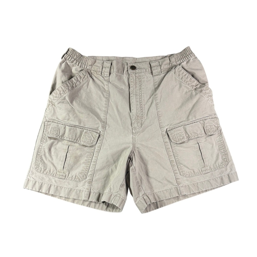 LL Bean Tropic Weight Cargo Shorts Mens 34 Khaki Tan Cotton Elastic Waist 0KP61
